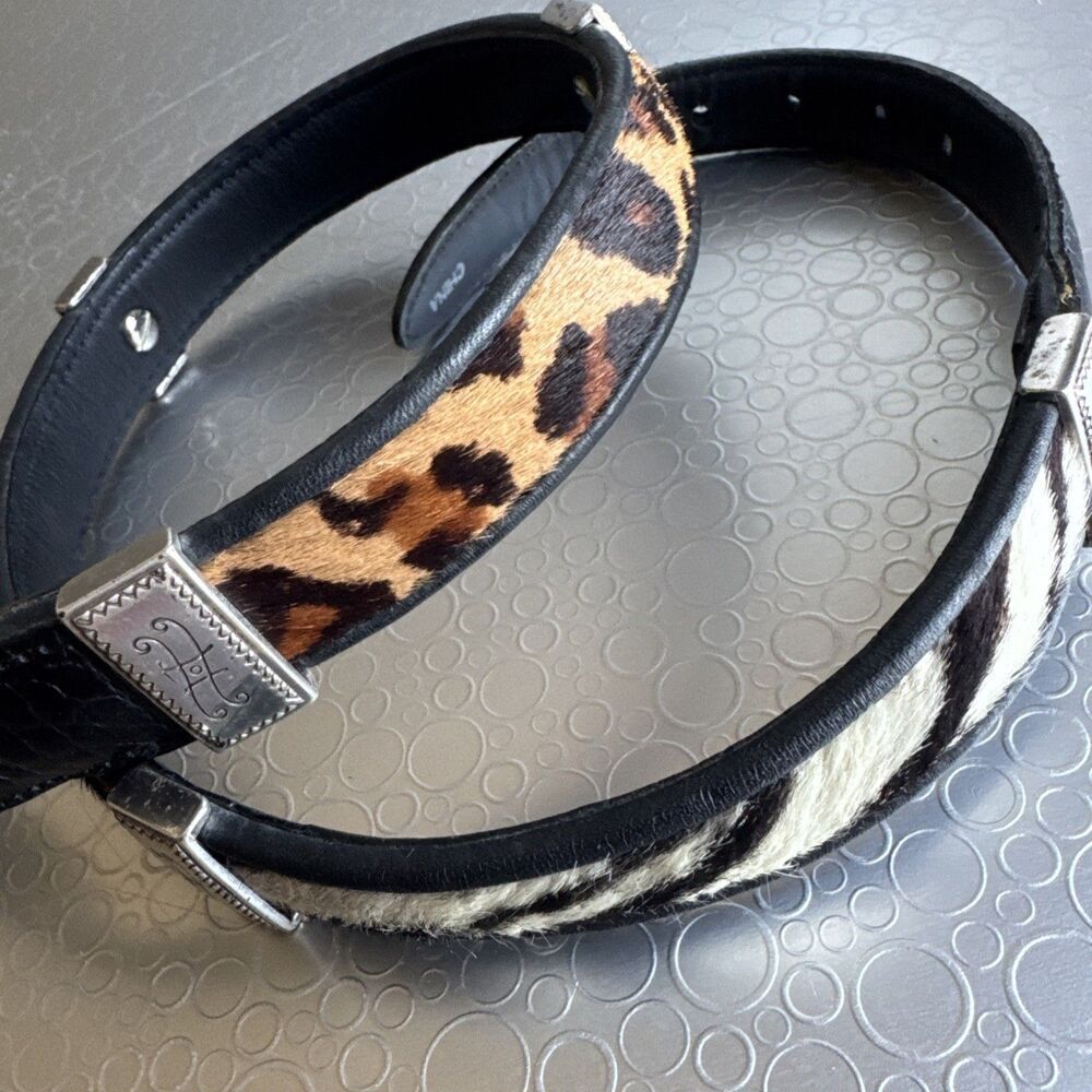 Brighton 03903 Horsehair Belt Size M 30 Black Leather Silver Buckle Western Boho